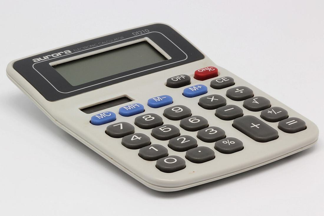 A calculator on a desk