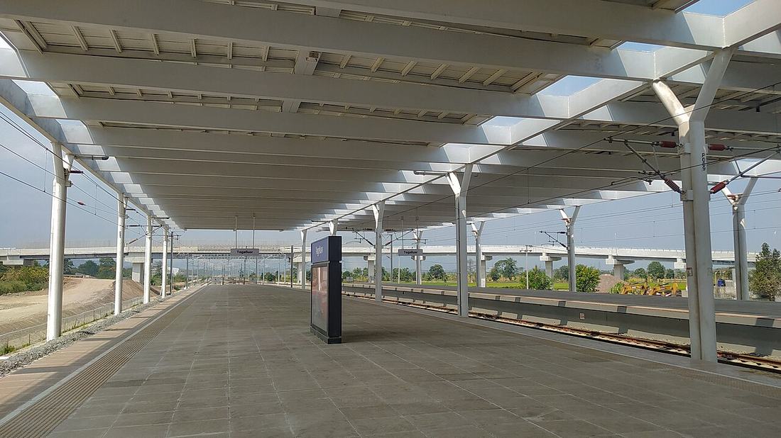 An empty train station platform